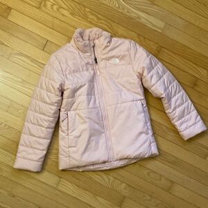 The North Face Girls' Light Pink Reversible Quilted Puffer Jacket